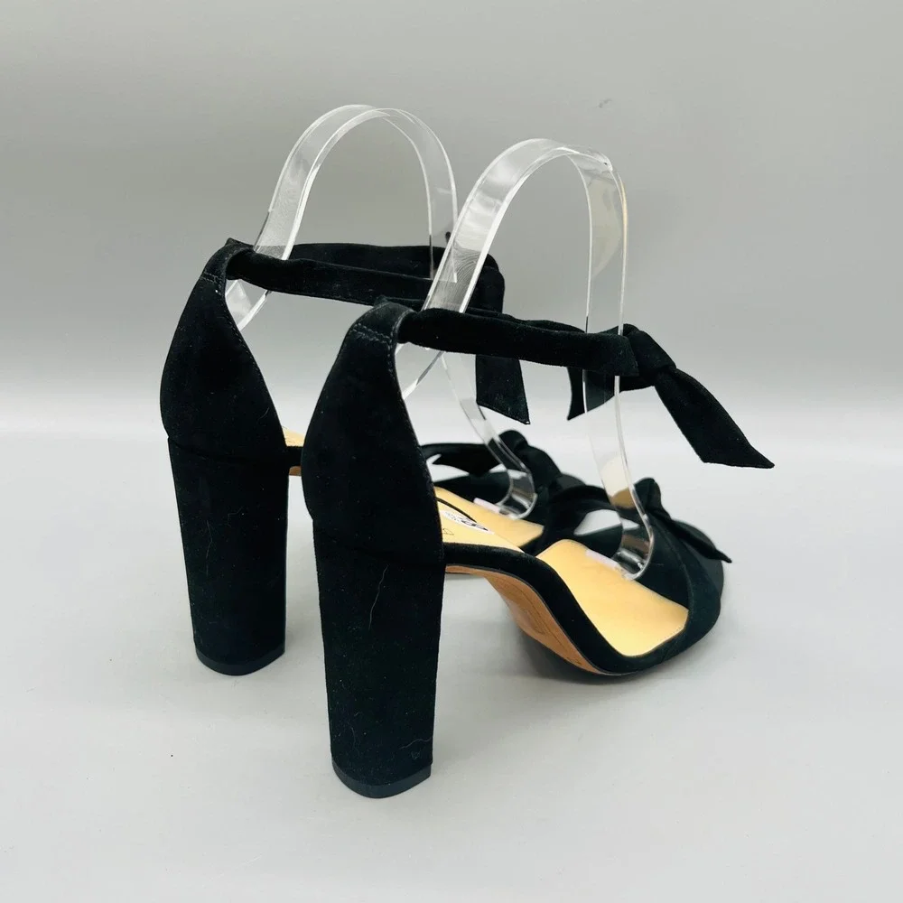 Alexandre Birman Sandals Womens 8.5 Black Suede Clarita Bow Ankle Strap Heel